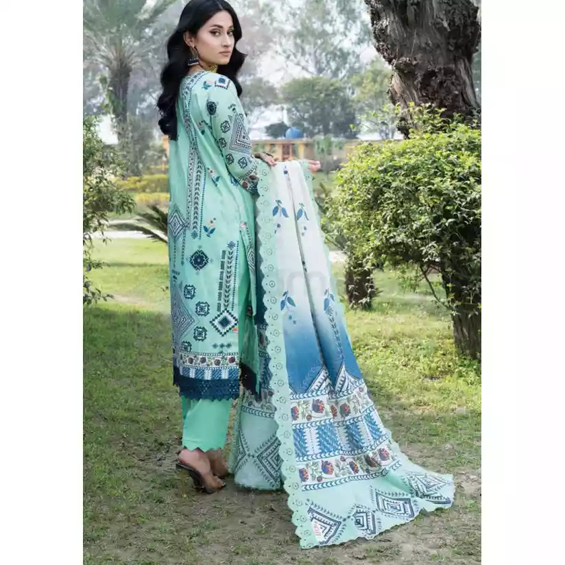 Pakistani Luxury Printed Embroidered Lawn with Jacquard Voil Dupatta-1013 thumbnail 4