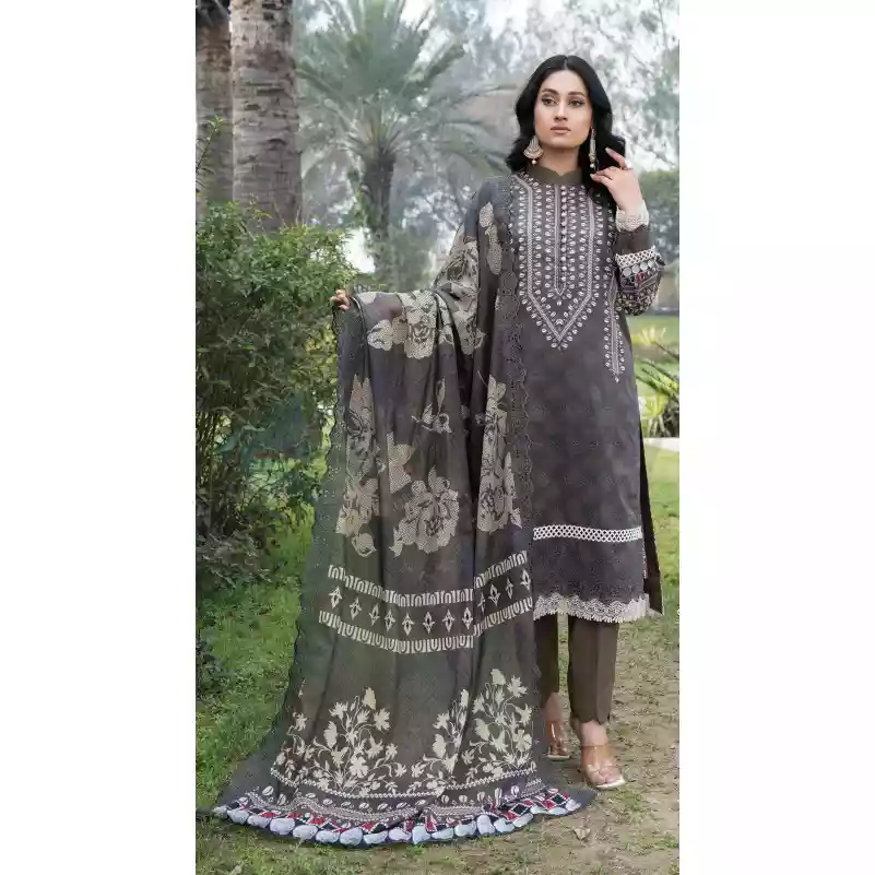 Pakistani Luxury Printed Embroidered Lawn with Jacquard Voil Dupatta-1016 thumbnail 4