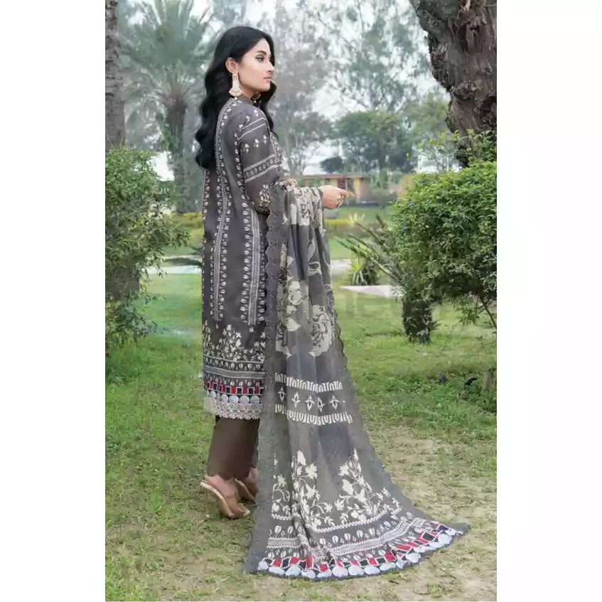 Pakistani Luxury Printed Embroidered Lawn with Jacquard Voil Dupatta-1016 thumbnail 5
