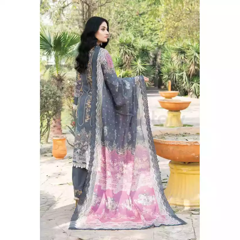 Pakistani Luxury Printed Embroidered Lawn with Jacquard Voil Dupatta-1018 thumbnail 4
