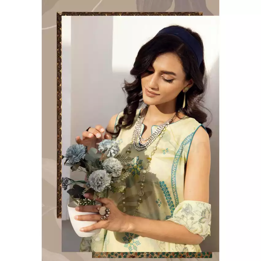 Pakistani Luxury Printed Lawn with Embroidered Chiffon Dupatta-10123 thumbnail 4