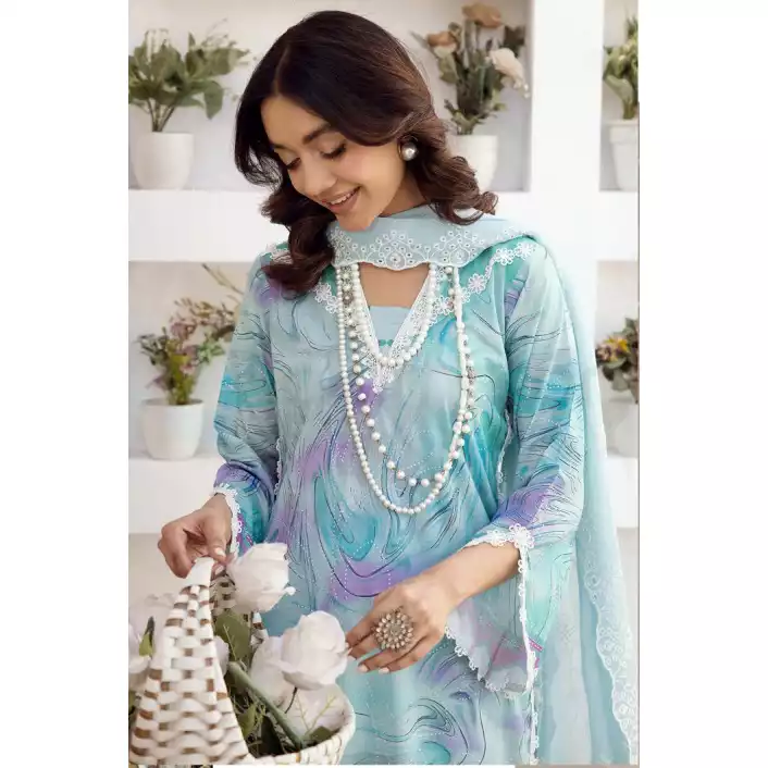 Pakistani Luxury Printed Lawn with Embroidered Chiffon Dupatta-10125 thumbnail 5