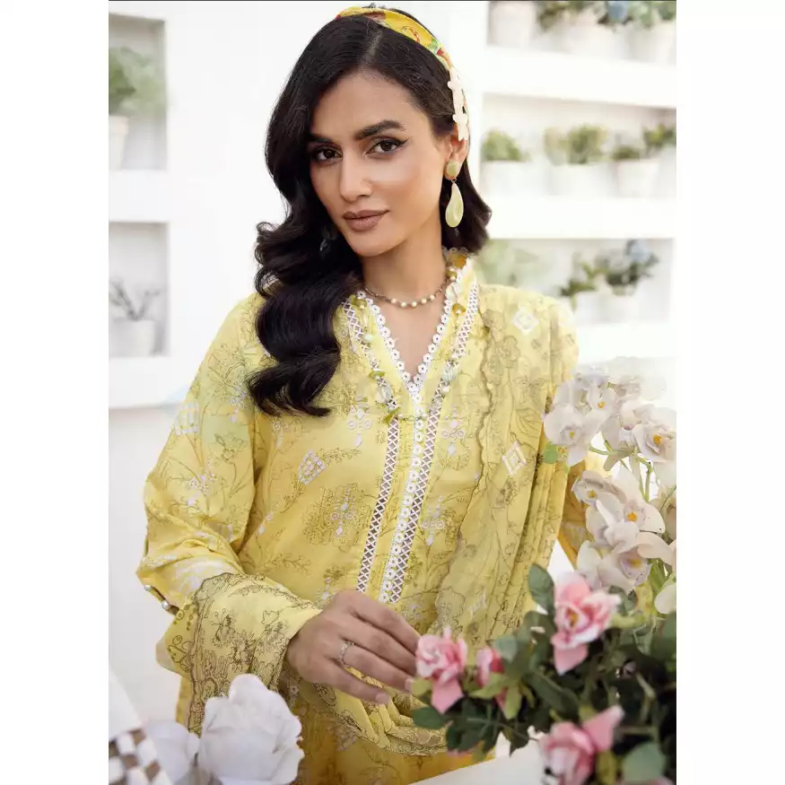 Pakistani Luxury Printed Lawn with Embroidered Chiffon Dupatta-10126 thumbnail 5