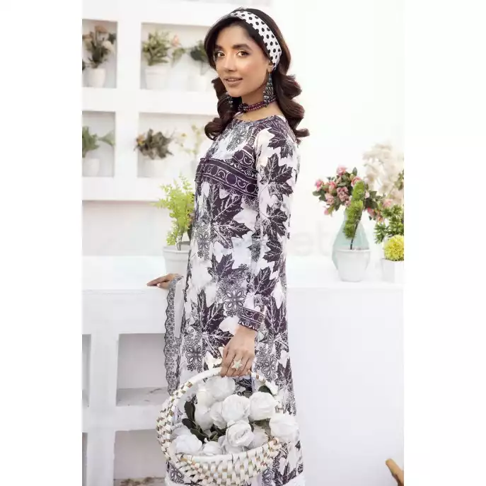 Pakistani Luxury Printed Lawn with Embroidered Chiffon Dupatta-10127 thumbnail 5