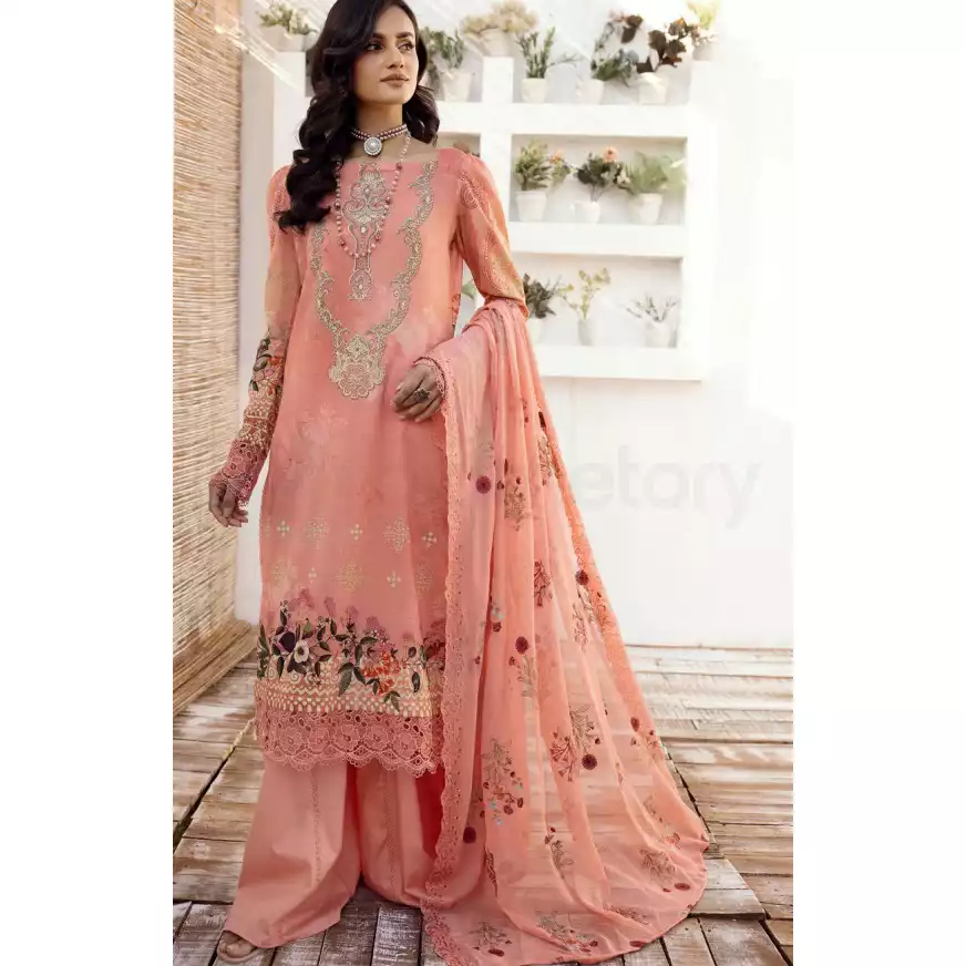 Pakistani Luxury Printed Lawn with Embroidered Chiffon Dupatta-10128 thumbnail 3