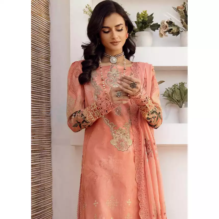 Pakistani Luxury Printed Lawn with Embroidered Chiffon Dupatta-10128 thumbnail 4