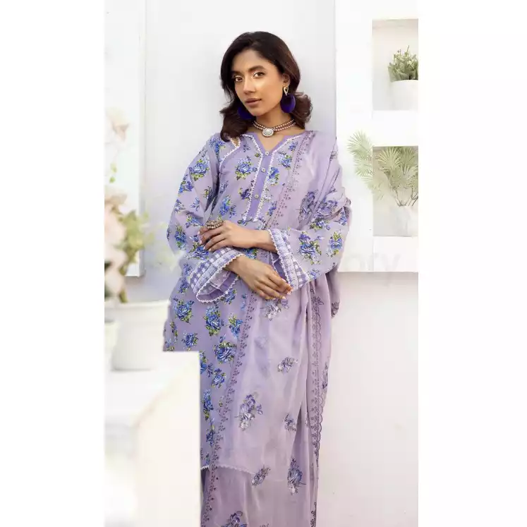 Pakistani Luxury Printed Lawn with Embroidered Chiffon Dupatta-10129 thumbnail 3