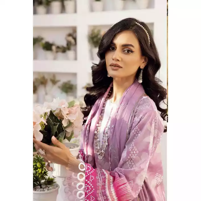 Pakistani Luxury Printed Lawn with Embroidered Chiffon Dupatta-10131 thumbnail 5