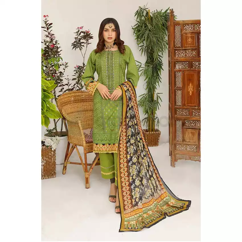 Bin Hameed Digital Printed Embroidered Cut-Work Chicken Kari Bakht Lawn with Voil Dupatta EKR-8049