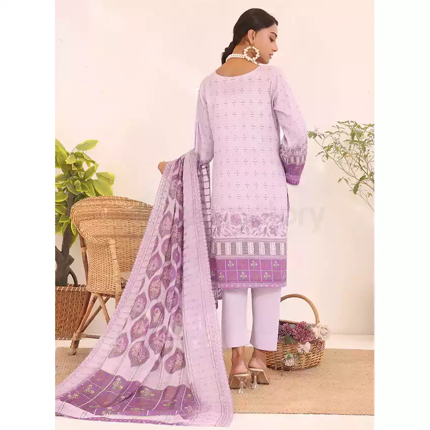 Bin Hameed Digital Printed Embroidered Cut-Work Chicken Kari Bakht Lawn with Voil Dupatta
