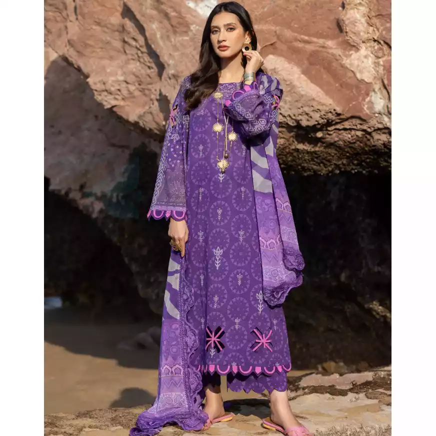 CHARIZMA Luxury Printed Lawn with Embroidered Cut-Work Chiffon Dupatta-10140