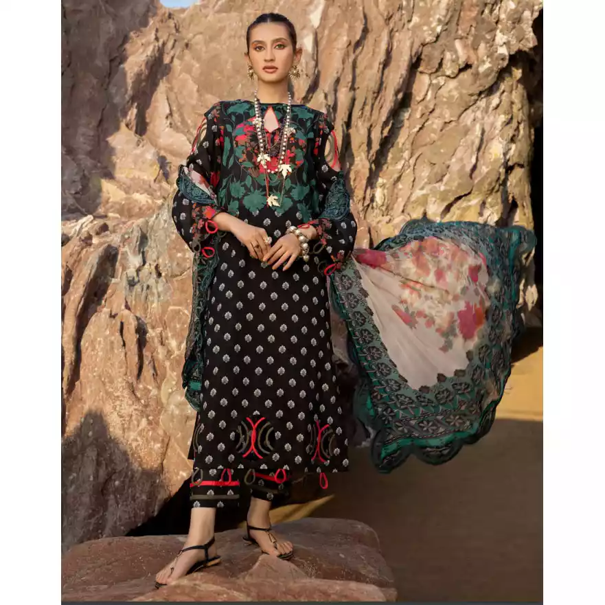 CHARIZMA Luxury Printed Lawn with Embroidered Cut-Work Chiffon Dupatta-10139