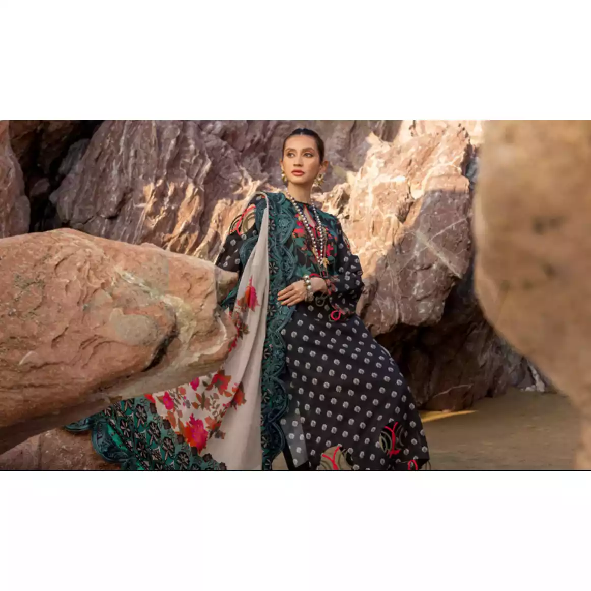 CHARIZMA Luxury Printed Lawn with Embroidered Cut-Work Chiffon Dupatta-10139 thumbnail 4