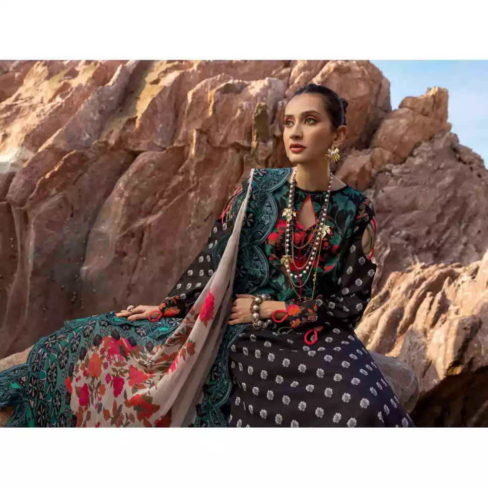CHARIZMA Luxury Printed Lawn with Embroidered Cut-Work Chiffon Dupatta-10139 thumbnail 5
