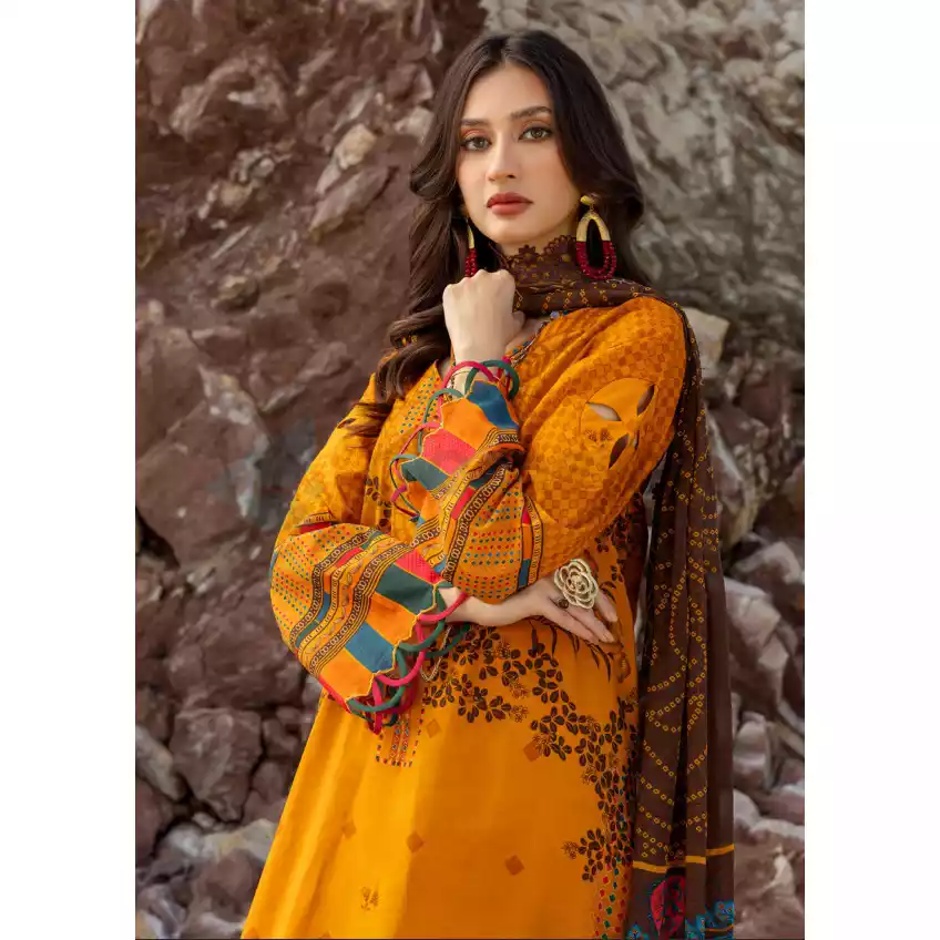 CHARIZMA Luxury Printed Lawn with Embroidered Cut-Work Chiffon Dupatta-10144 thumbnail 4