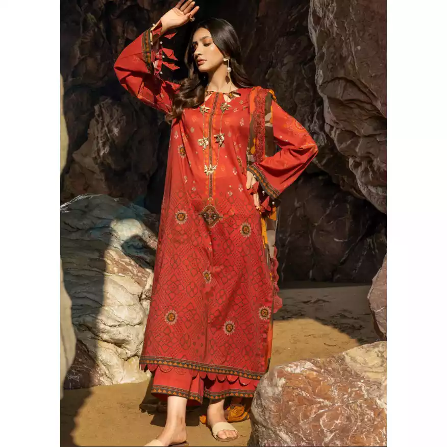 CHARIZMA Luxury Printed Lawn with Embroidered Cut-Work Chiffon Dupatta-10146