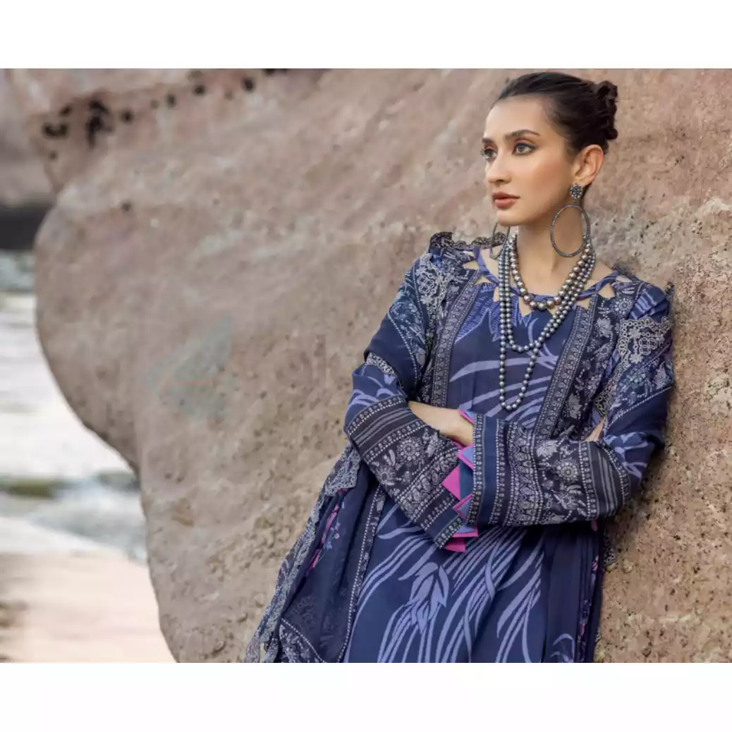 CHARIZMA Luxury Printed Lawn with Embroidered Cut-Work Chiffon Dupatta-10147 thumbnail 4
