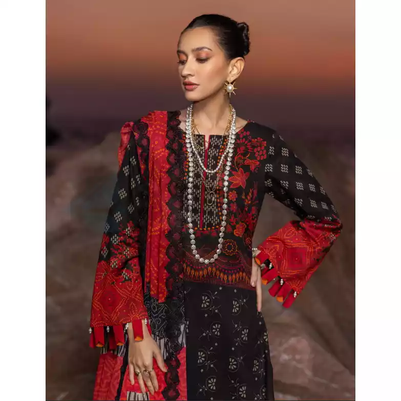 CHARIZMA Luxury Printed Lawn with Embroidered Cut-Work Chiffon Dupatta-10148 thumbnail 3
