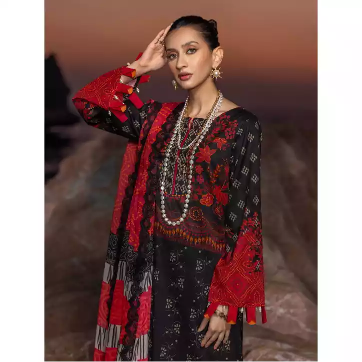 CHARIZMA Luxury Printed Lawn with Embroidered Cut-Work Chiffon Dupatta-10148 thumbnail 4