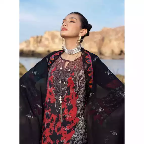 CHARIZMA Luxury Printed Lawn with Embroidered Cut-Work Chiffon Dupatta-10148 thumbnail 5