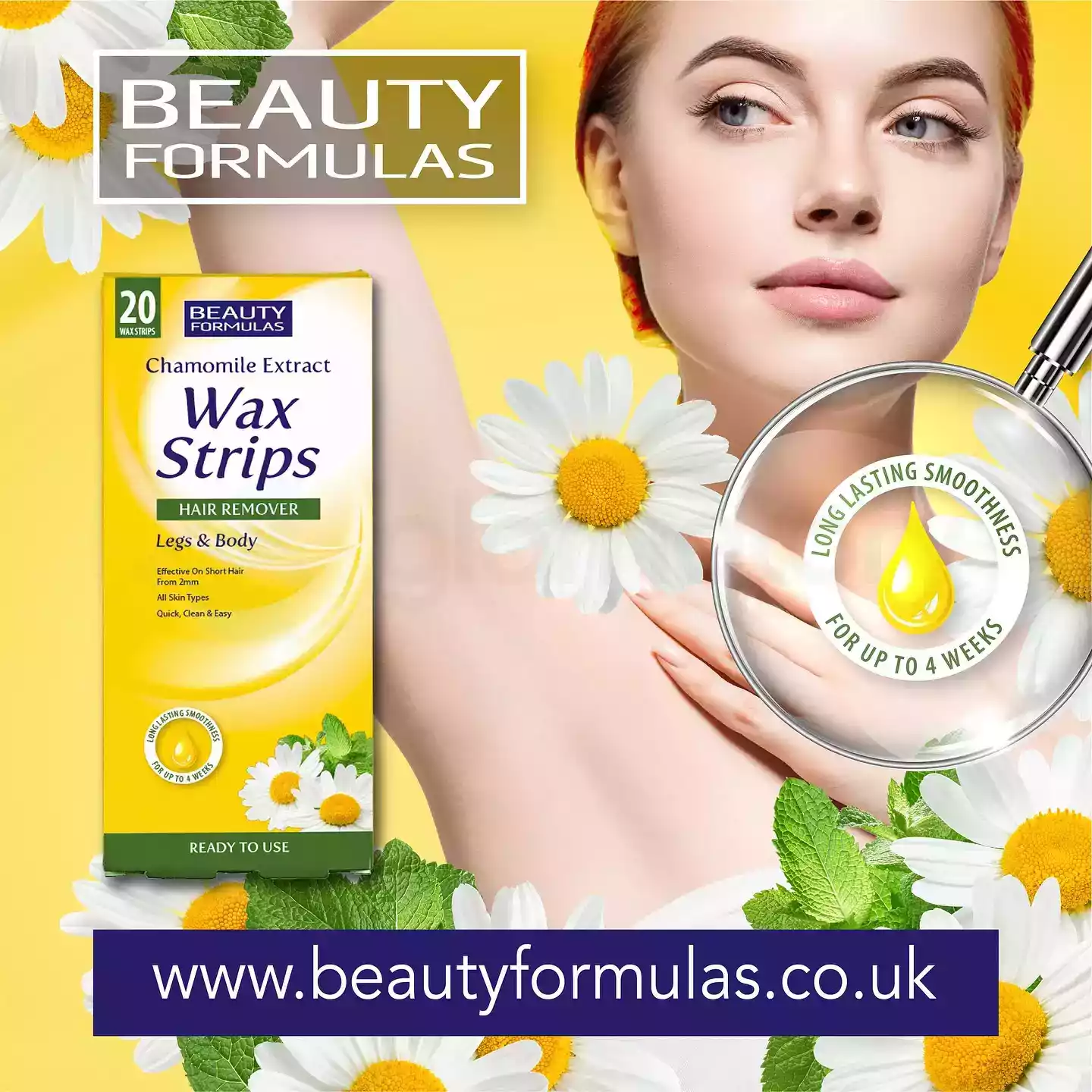 Beauty Formulas Chamomile Extract Wax Strips Hair Remover-20 Wax Strips thumbnail 3
