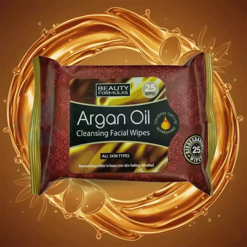 Beauty Formulas Argan Oil Cleansing Facial Wipes-25pcs