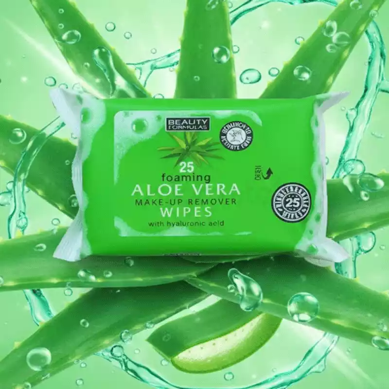 Beauty Formulas 25 Foaming Aloe Vera Makeup Remover Wipes