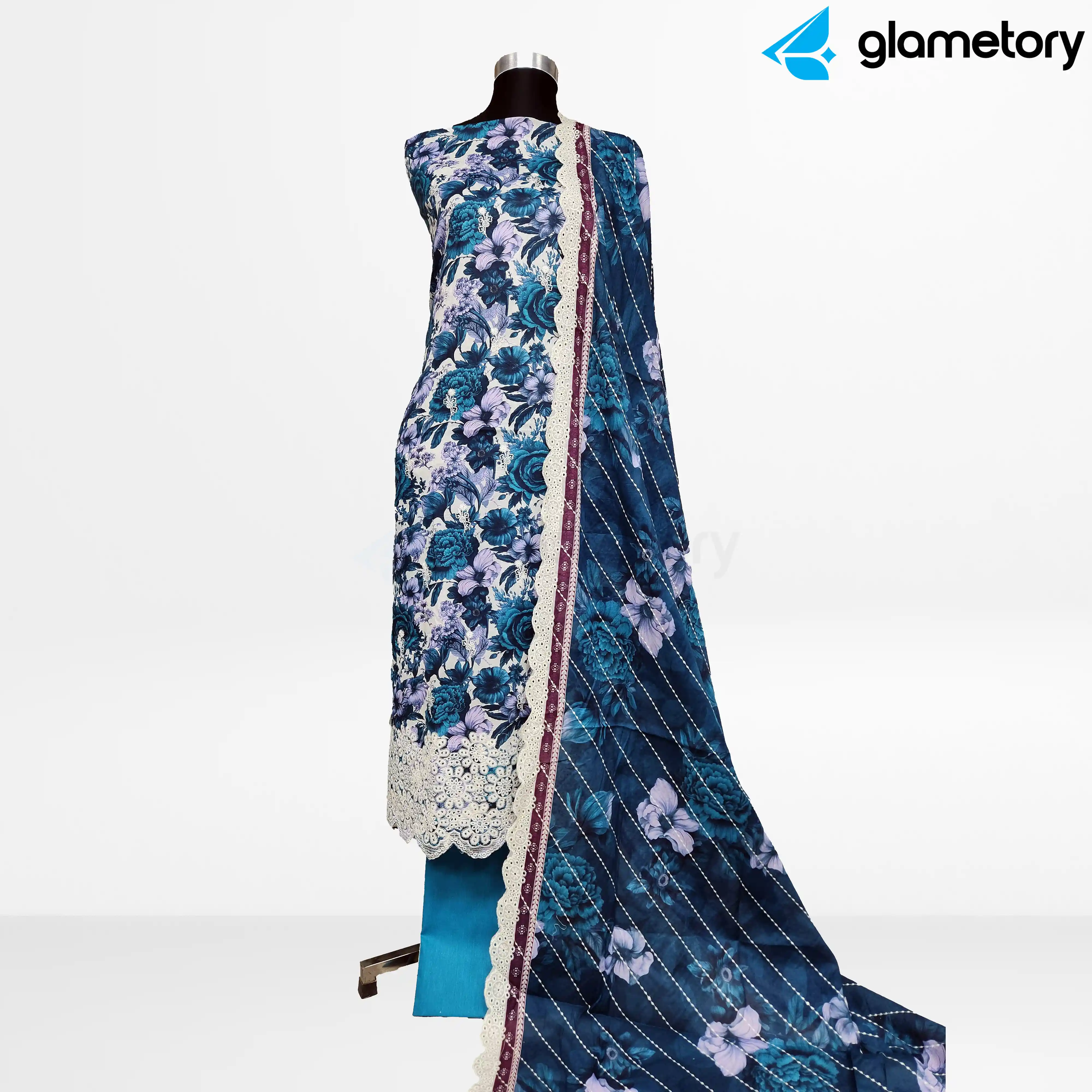 Digital Printed Embroidered Cut-Work Chicken Kari Desi Lawn with Voil Dupatta-210226115
