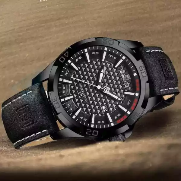 Naviforce Men's Watch with Date & Belt Strap 8023 L-Black White thumbnail 3