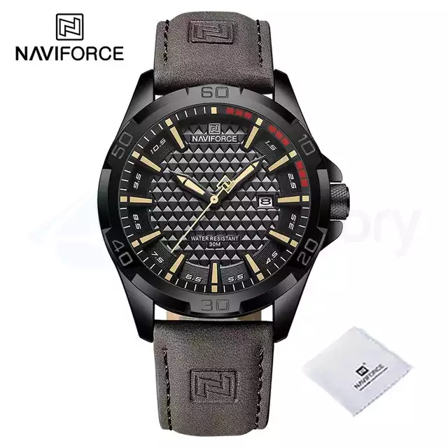 Naviforce Men's Watch with Date & Belt Strap 8023 L-Coffee