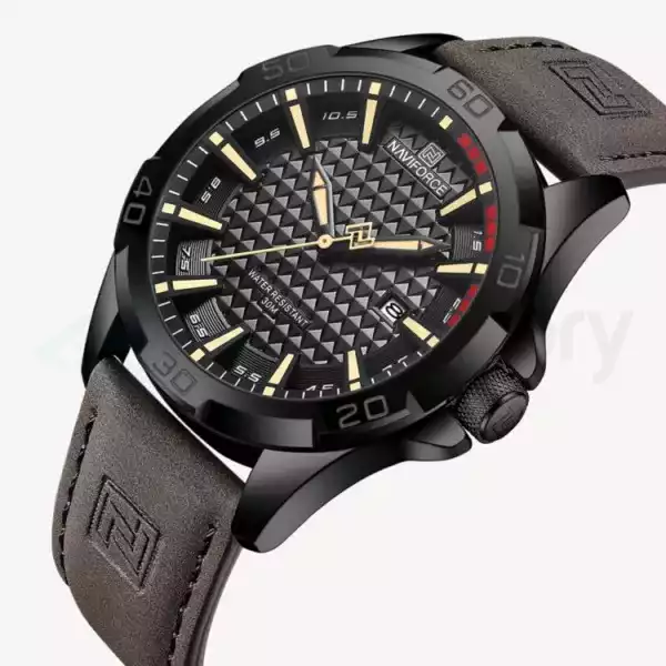 Naviforce Men's Watch with Date & Belt Strap 8023 L-Coffee