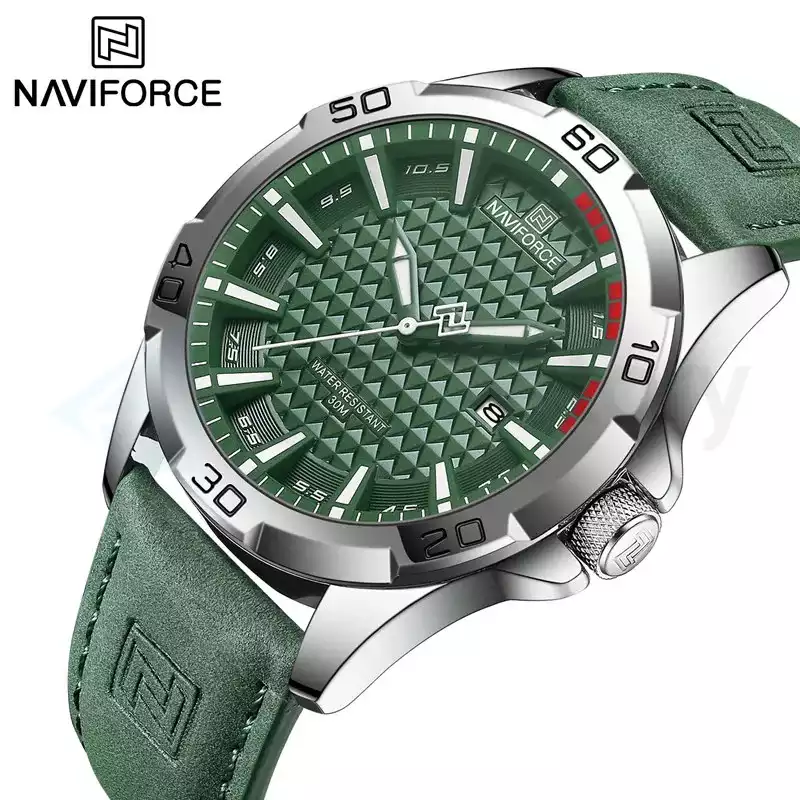 Naviforce Men's Watch with Date & Belt Strap 8023 L-Green