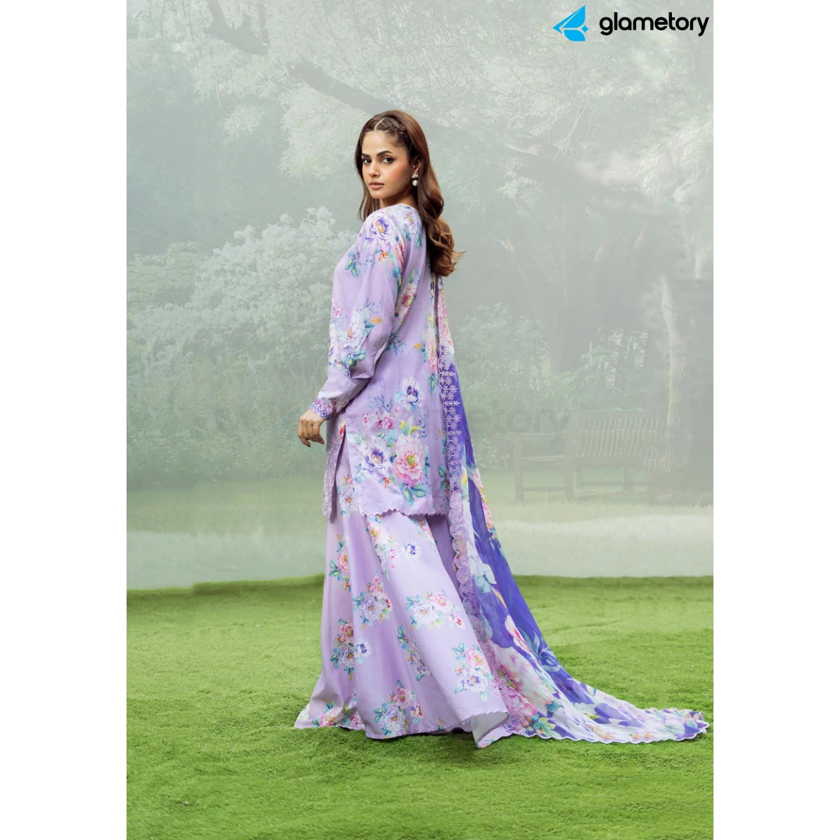 Pakistani Luxury Digital Printed Lawn with Chiffon Dupatta-25022616