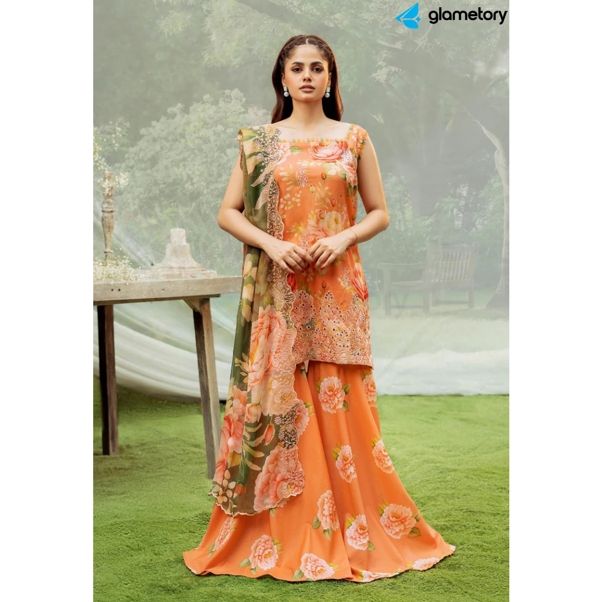 Pakistani Luxury Digital Printed Lawn with Chiffon Dupatta-25022620