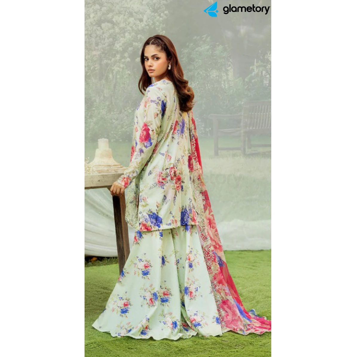 Pakistani Luxury Digital Printed Lawn with Chiffon Dupatta-25022621