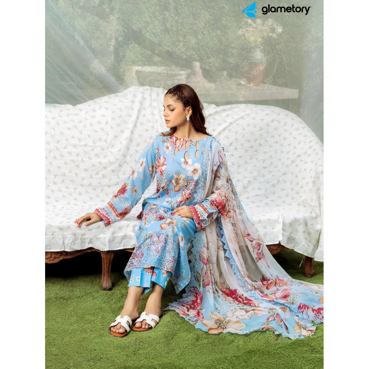 Pakistani Luxury Digital Printed Lawn with Chiffon Dupatta-25022625 thumbnail 3