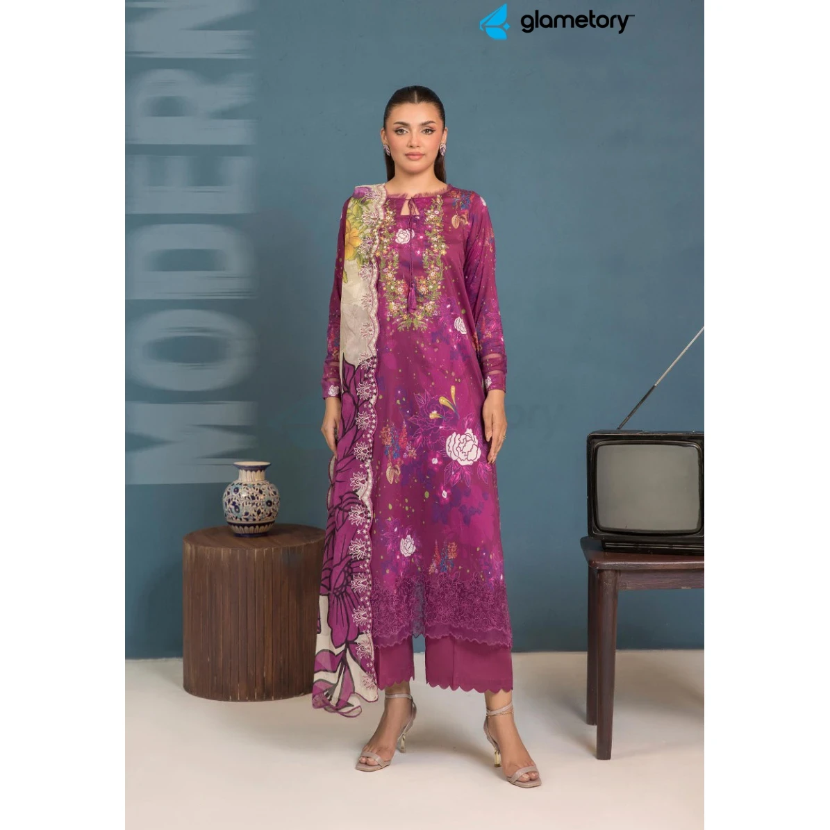 Pakistani Luxury Digital Printed Lawn with Chiffon Dupatta-25022631