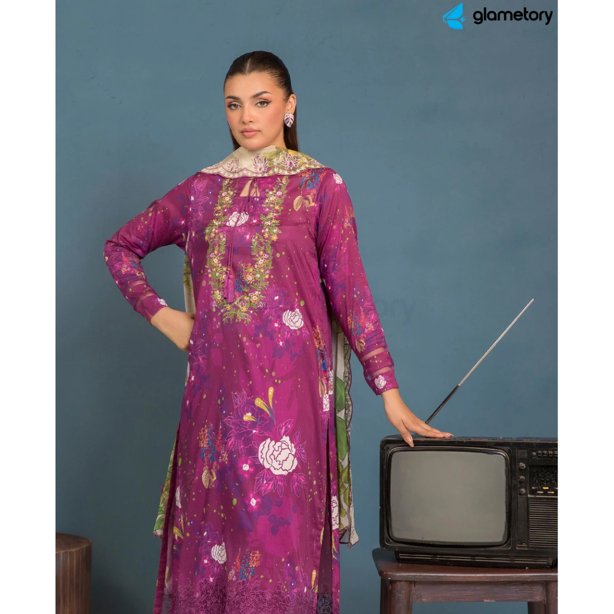 Pakistani Luxury Digital Printed Lawn with Chiffon Dupatta-25022631 thumbnail 3