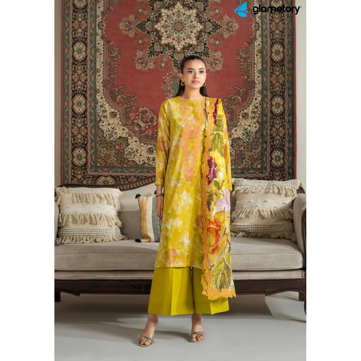 Pakistani Luxury Digital Printed Lawn with Chiffon Dupatta-25022640
