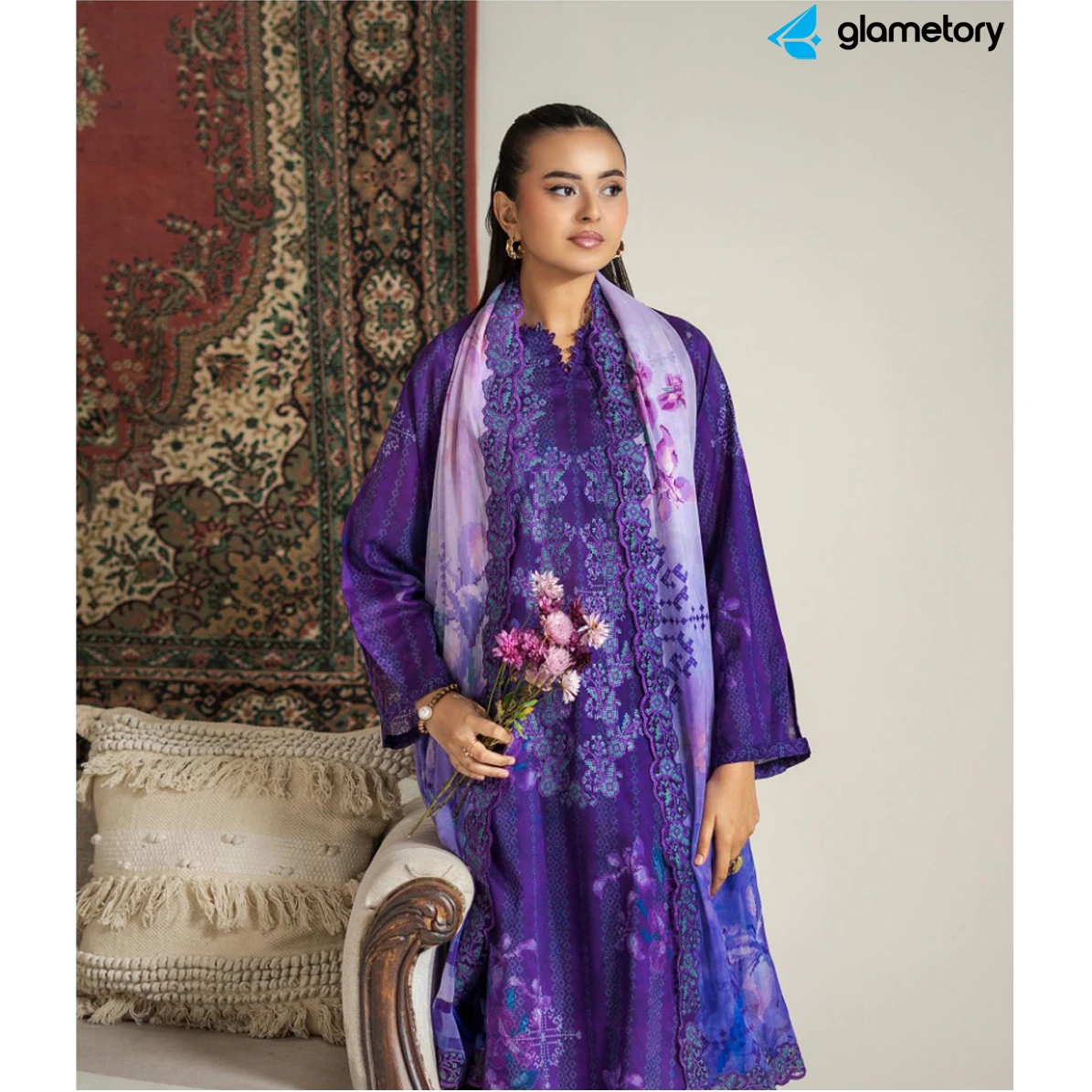 Pakistani Luxury Digital Printed Lawn with Chiffon Dupatta-25022641 thumbnail 3