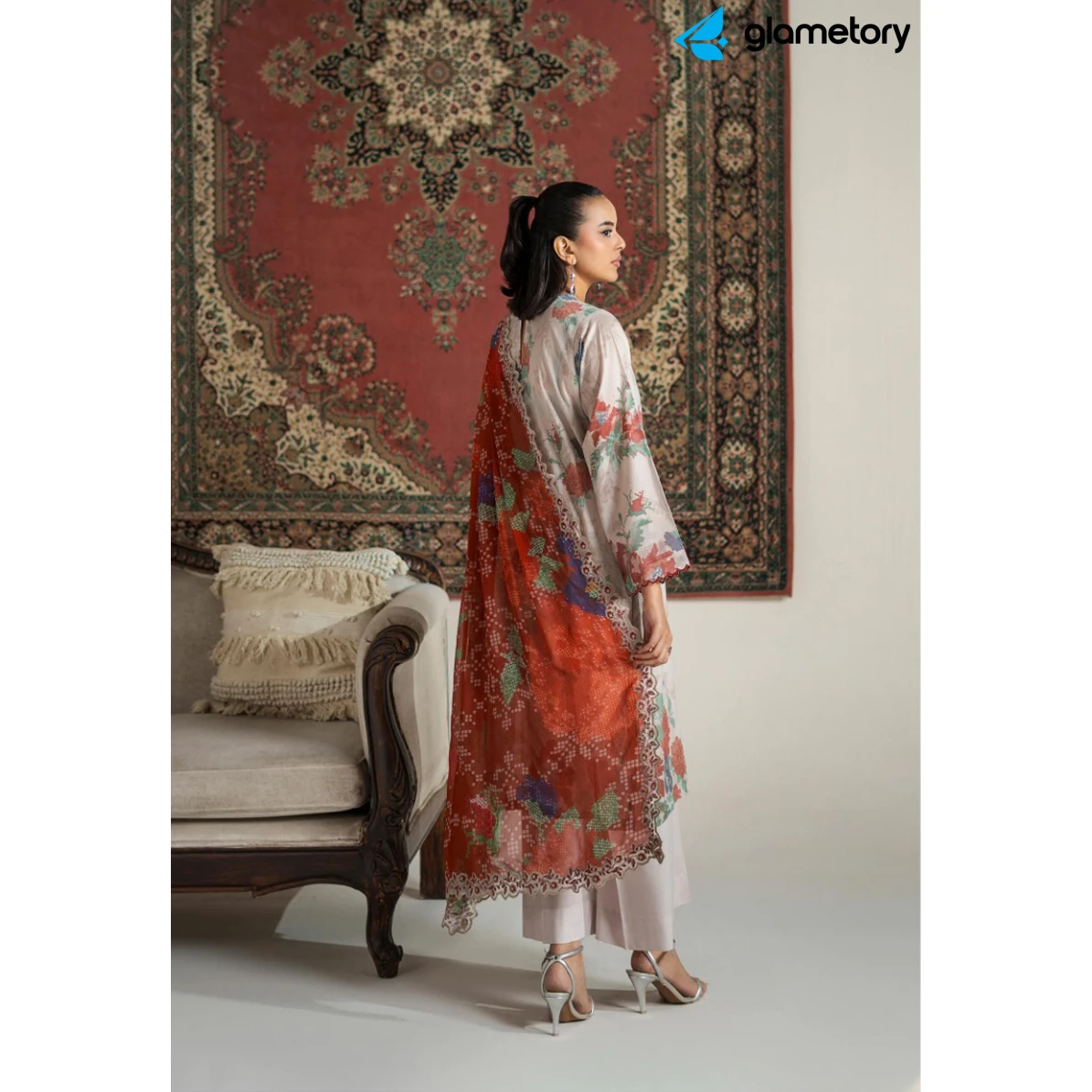 Pakistani Luxury Digital Printed Lawn with Chiffon Dupatta-25022644