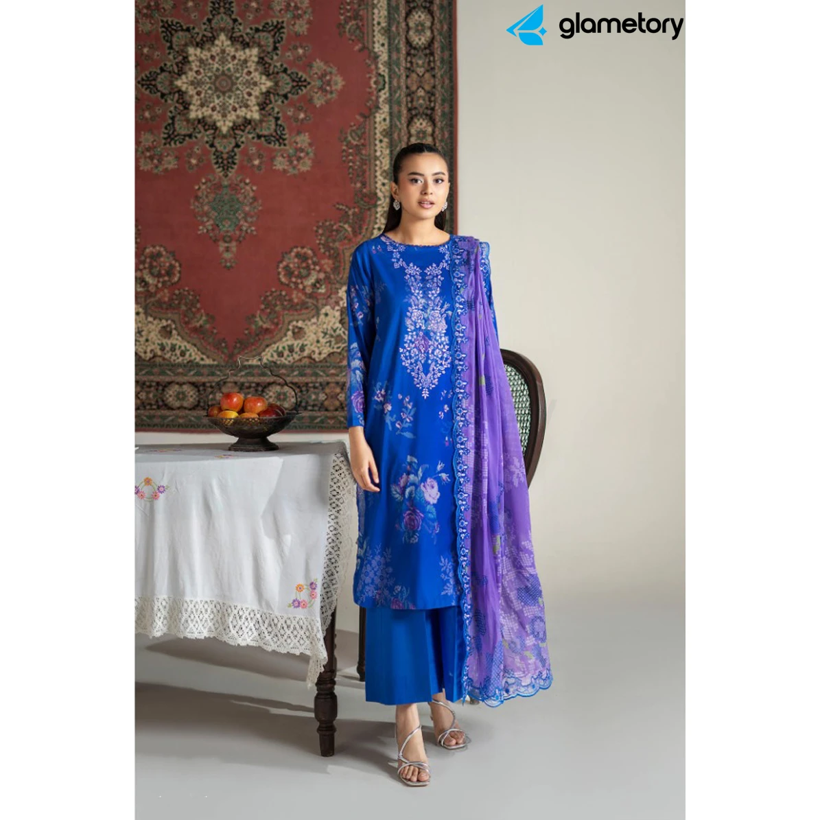 Pakistani Luxury Digital Printed Lawn with Chiffon Dupatta-25022645