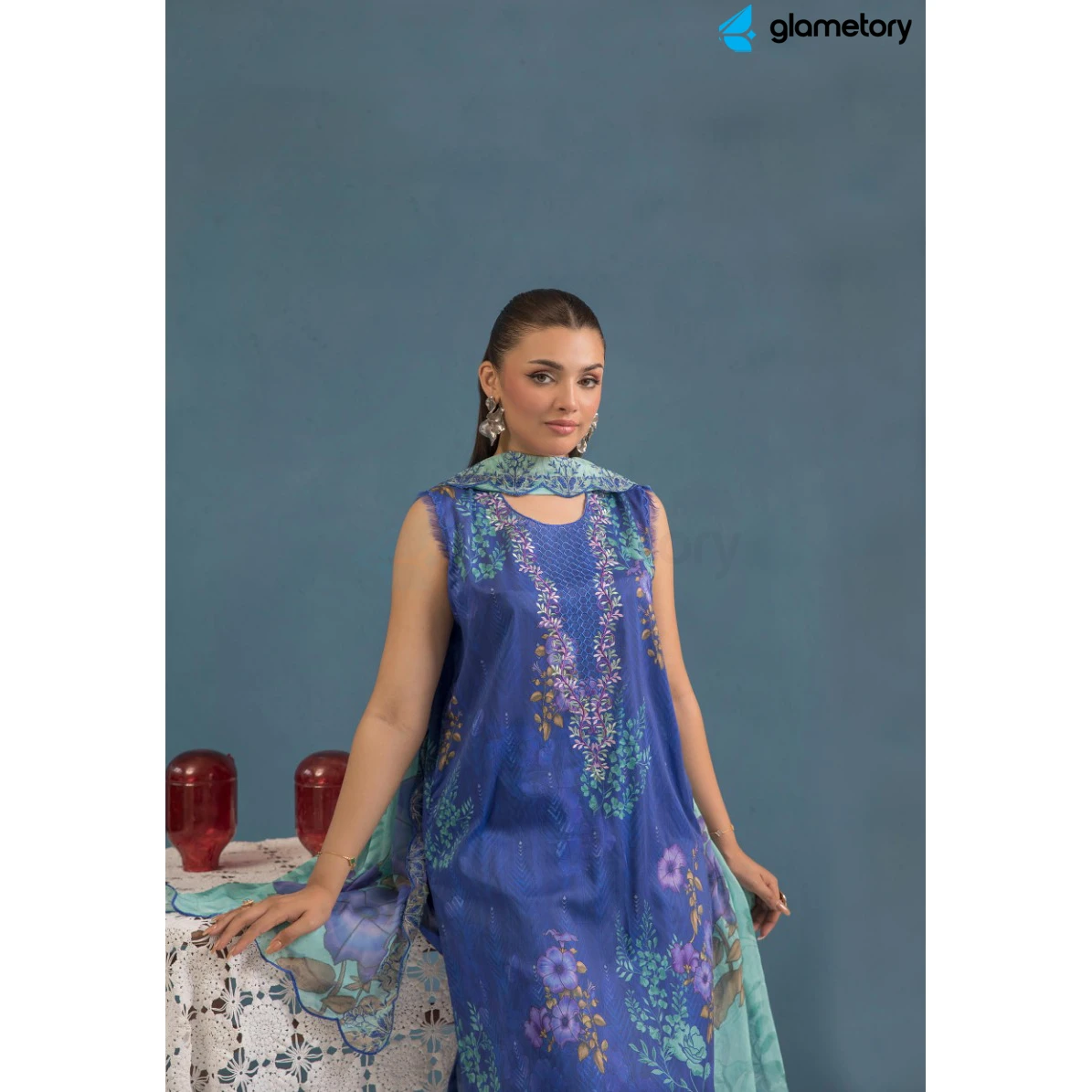 Pakistani Luxury Digital Printed Lawn with Chiffon Dupatta-25022635