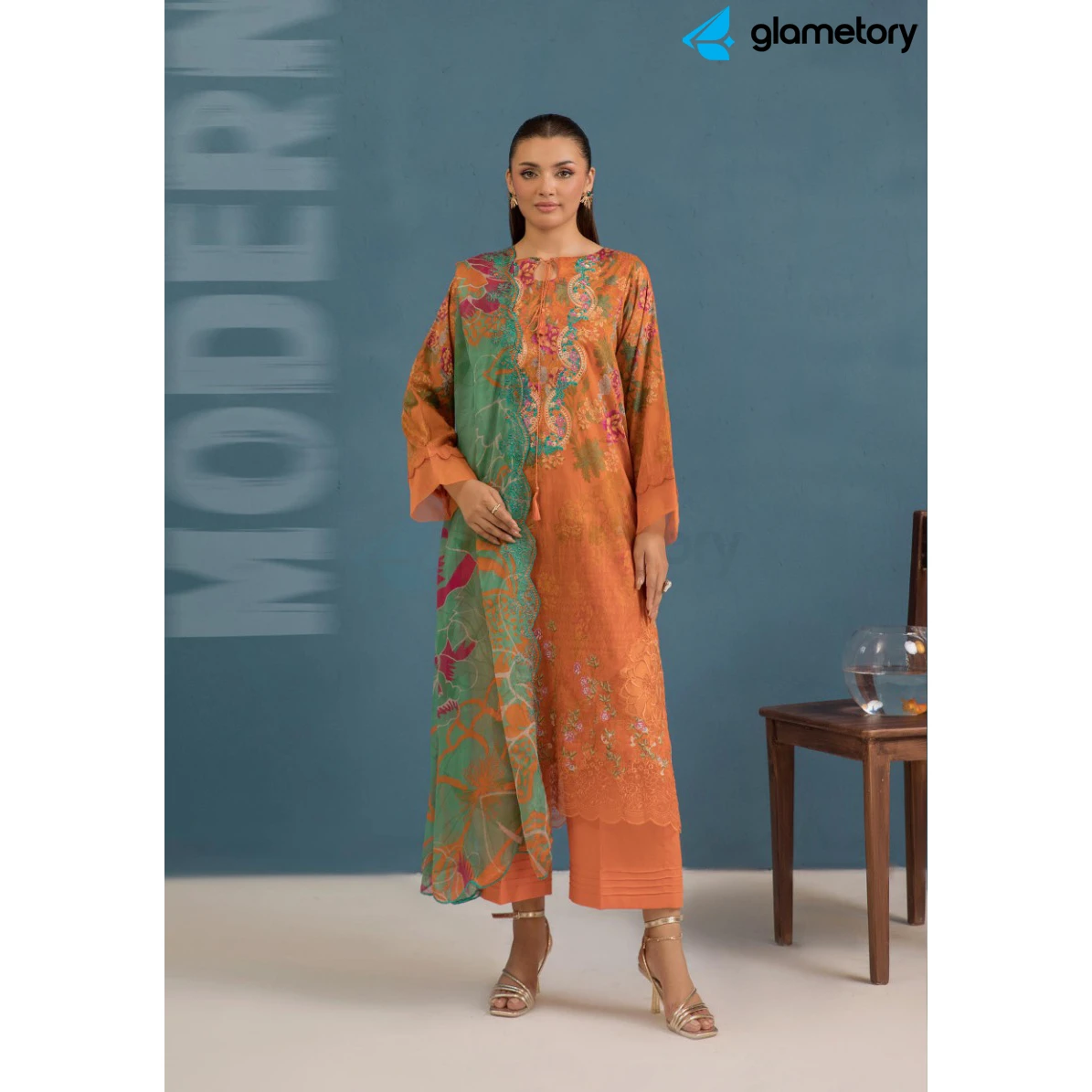 Pakistani Luxury Digital Printed Lawn with Chiffon Dupatta-25022637