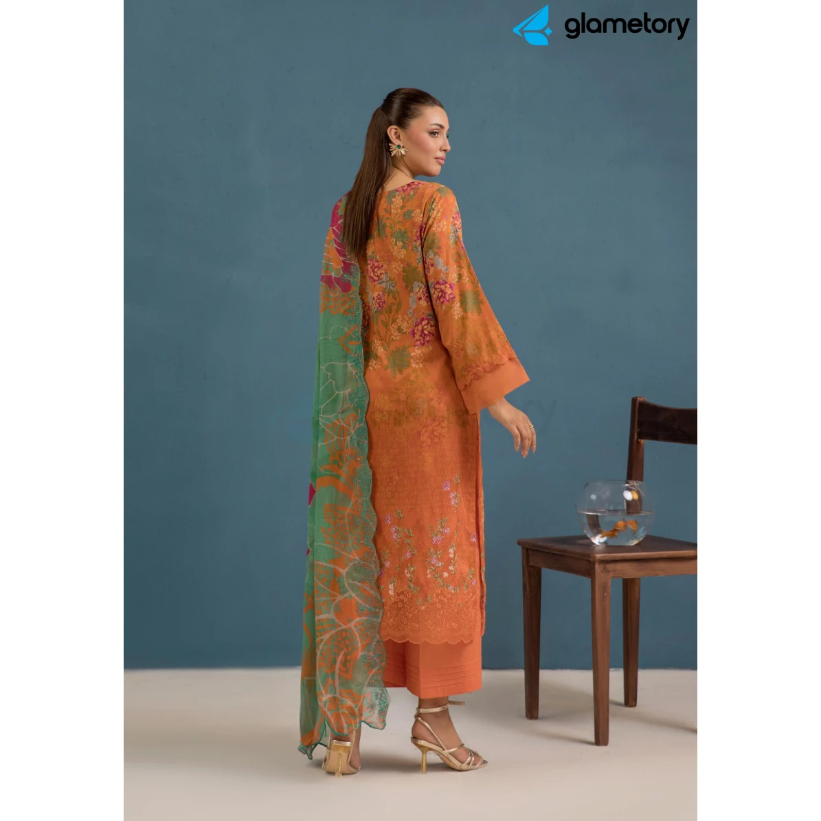 Pakistani Luxury Digital Printed Lawn with Chiffon Dupatta-25022637