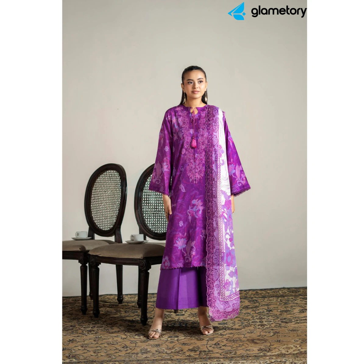 Pakistani Luxury Digital Printed Lawn with Chiffon Dupatta-25022651