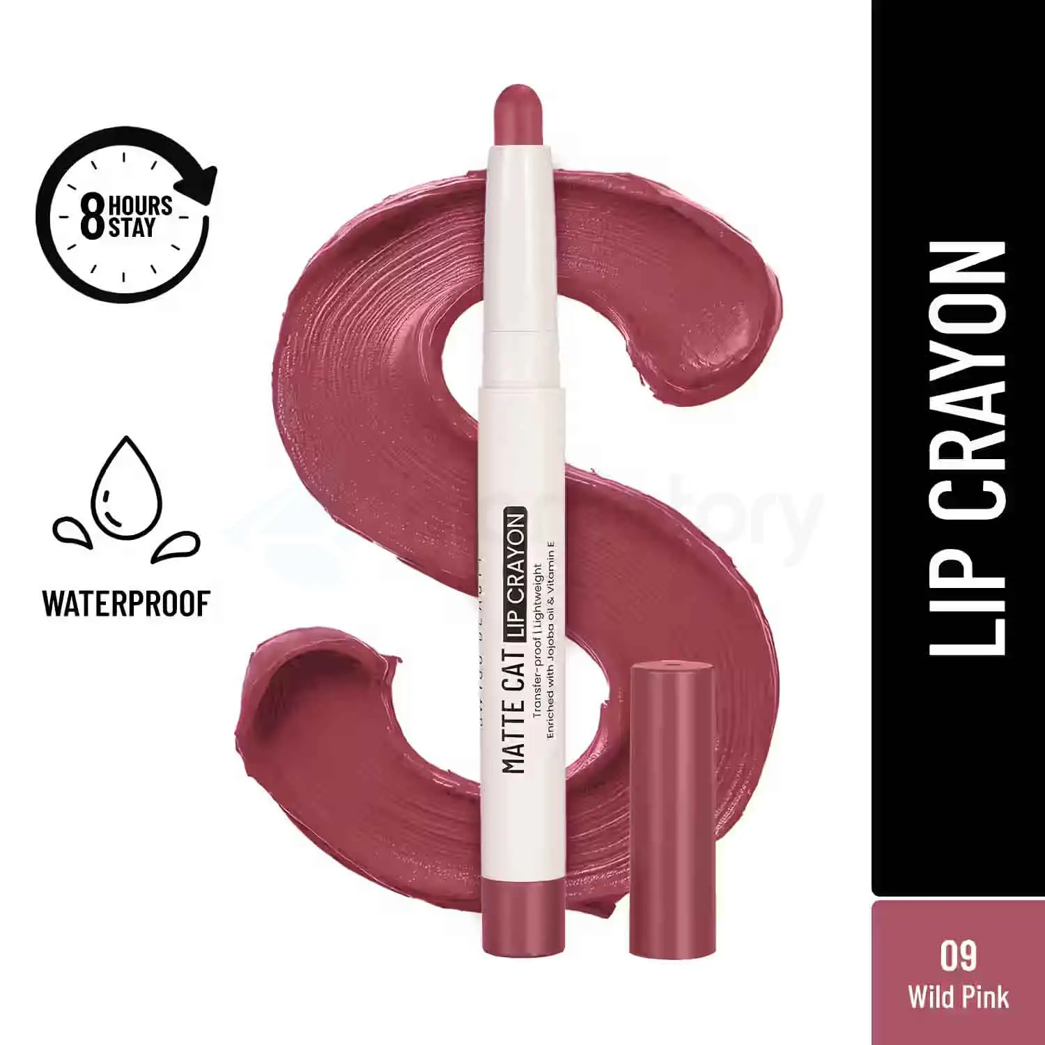 Swiss Beauty Matte Cat Lip Crayon-09 Wild Pink thumbnail 3