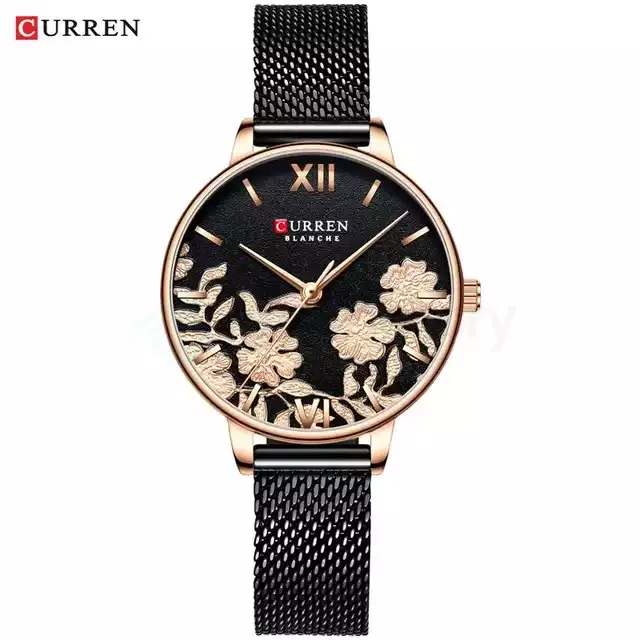 Curren Women's Watch With Chain Strap 9065-Black