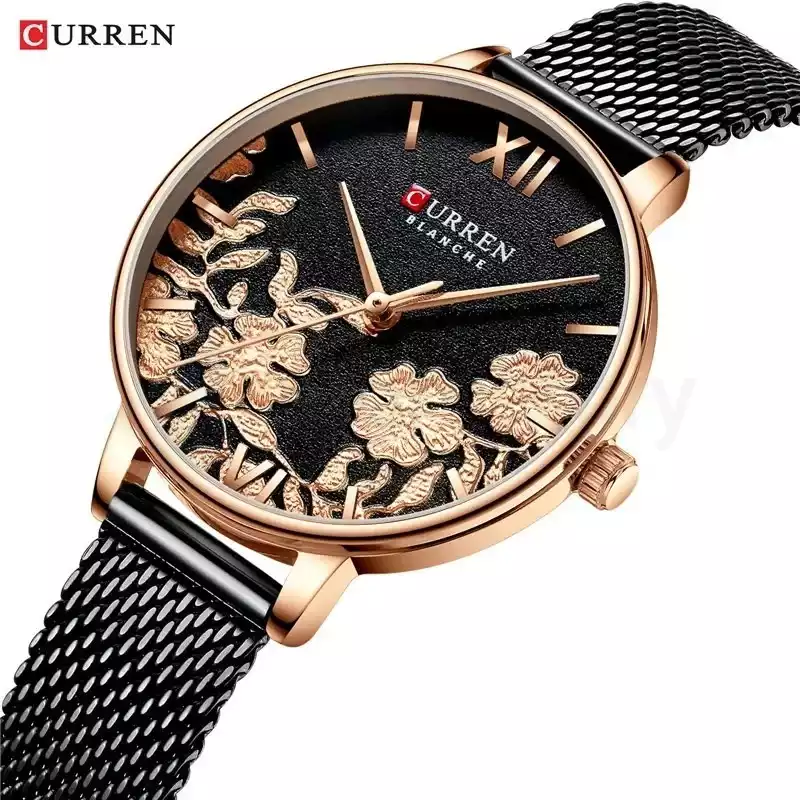 Curren Women's Watch With Chain Strap 9065-Black