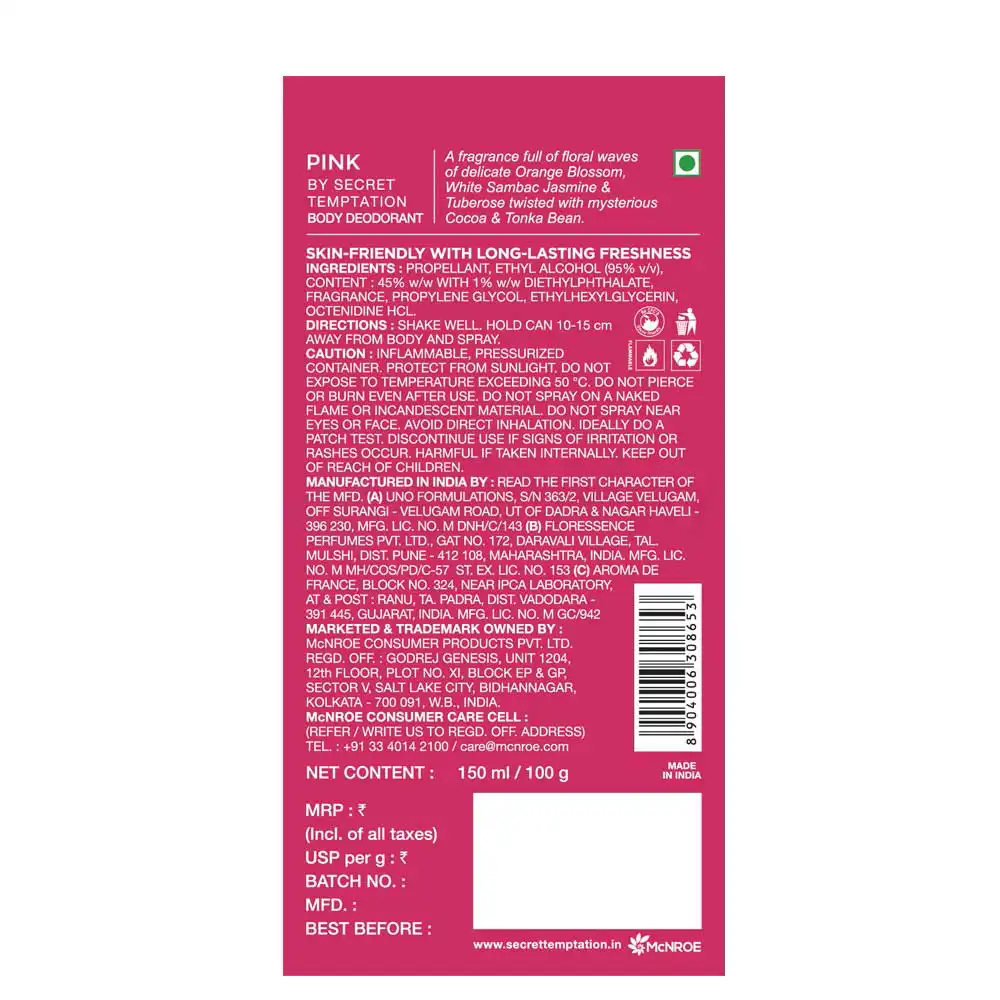Secret Temptation Pink Body Spray For Women-150ml thumbnail 3